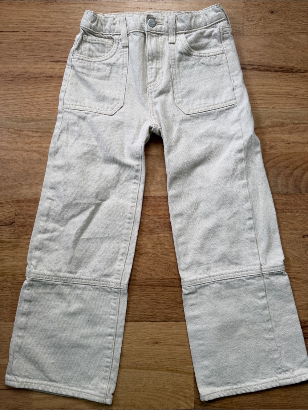 Old Navy Off White High Rise Baggy Wide Leg Jeans Girls sz 8 Built-In Tough